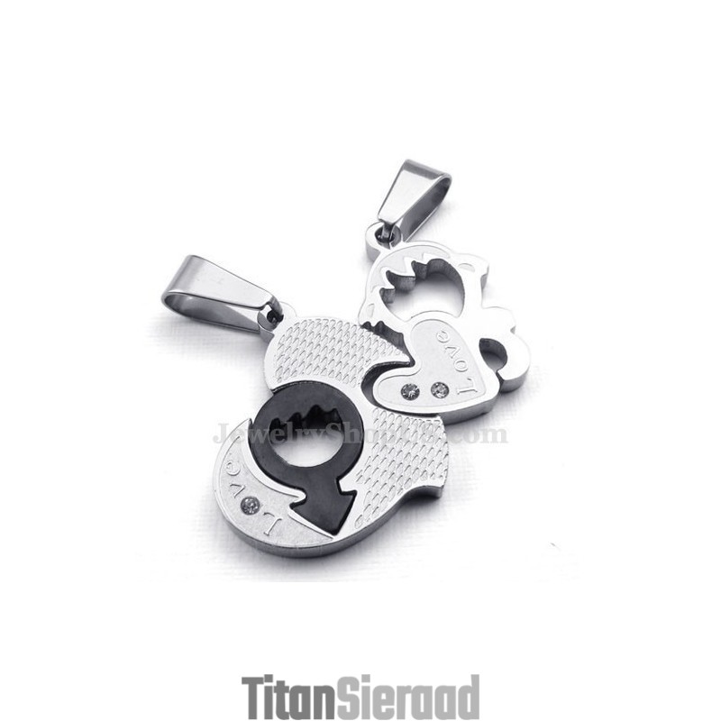 Titanium Ketting Met Twee Harten Als Hanger (Gratis Ketting) (Één Paar) Titanium Ketting Met Twee Harten Als Hanger (Gratis Ketting) (Één Paar)
