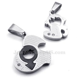 Titanium Ketting Met Twee Harten Als Hanger (Gratis Ketting) (Één Paar)