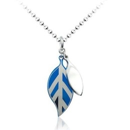 Mode Blauwe Blad Titanium Hanger - Gratis Ketting
