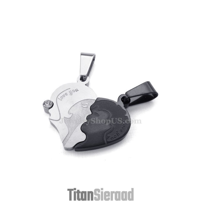 Titanium Ketting Met Gebroken Harten (Gratis Ketting) (Één Paar) Titanium Ketting Met Gebroken Harten (Gratis Ketting) (Één Paar)