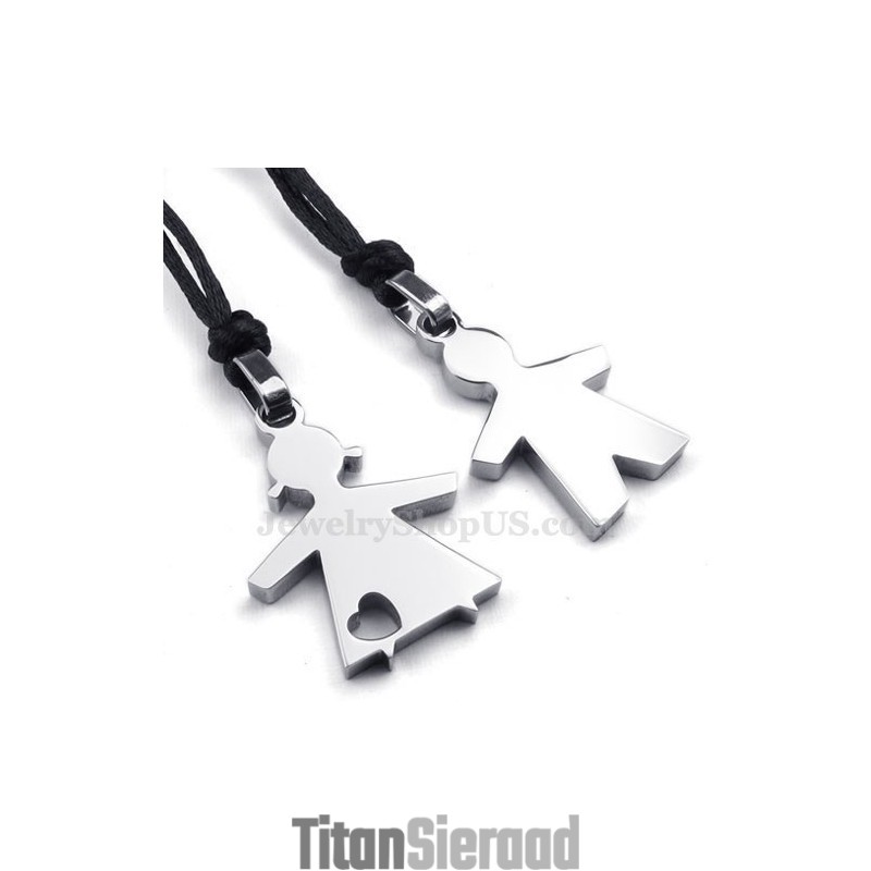 Zilveren Titanium Hangerketting Voor Hem En Haar (Gratis Ketting) (Één Paar) Zilveren Titanium Hangerketting Voor Hem En Haar (Gratis Ketting) (Één Paar)