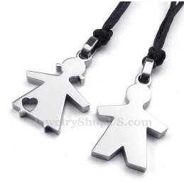 Zilveren Titanium Hangerketting Voor Hem En Haar (Gratis Ketting) (Één Paar)