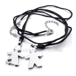 Zilveren Titanium Hangerketting Voor Hem En Haar (Gratis Ketting) (Één Paar)
