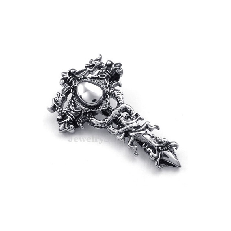 Titanium Dubbele Draak Hanger Ketting (Gratis Ketting)