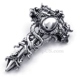 Titanium Dubbele Draak Hanger Ketting (Gratis Ketting)