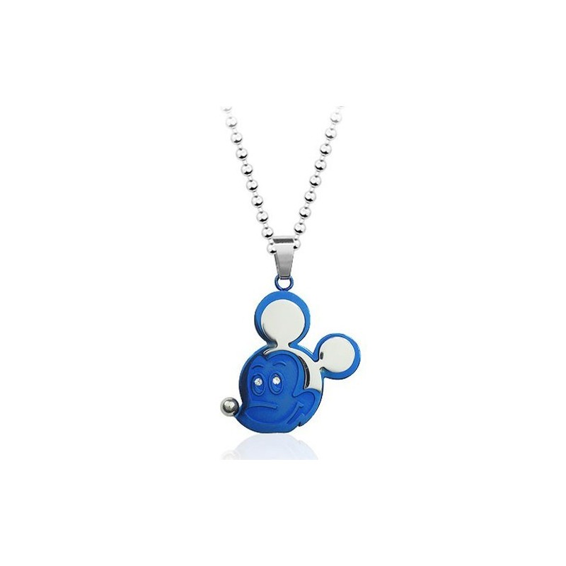 Blauwe Mickey Mouse Titanium Hanger - Gratis Ketting