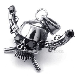 Prachtige Titanium Piratenschedel Hanger Ketting (Gratis Ketting)