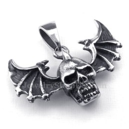 Vleugels Titanium Schedel Hanger Ketting (Gratis Ketting)