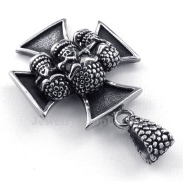 De Cross Titanium Skull Hanger Ketting (Gratis Ketting)