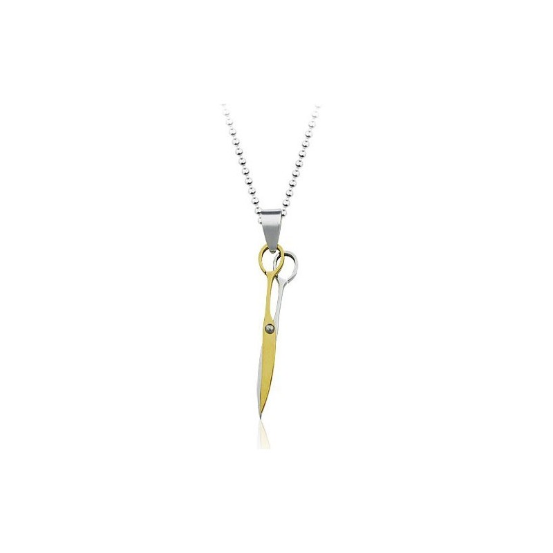 Gloden Scissor Fashion Titanium Hanger - Gratis Ketting Gloden Scissor Fashion Titanium Hanger - Gratis Ketting