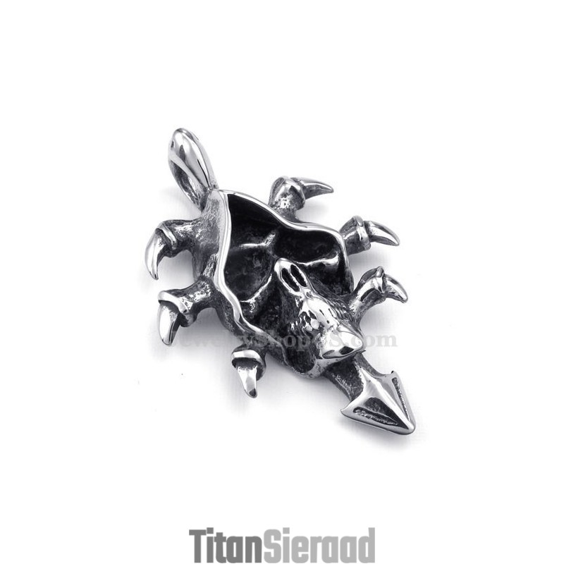 Prachtige Titanium Schedelhanger Ketting (Gratis Ketting) Prachtige Titanium Schedelhanger Ketting (Gratis Ketting)