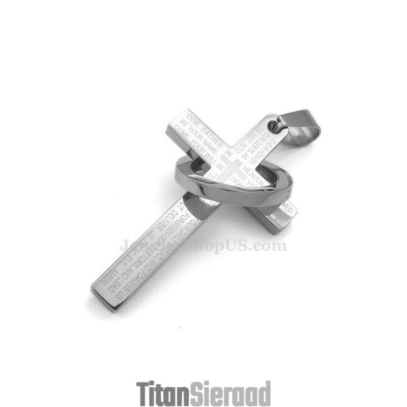 Titanium Kruishanger Met Schriftgedeelte (Gratis Ketting) Titanium Kruishanger Met Schriftgedeelte (Gratis Ketting)