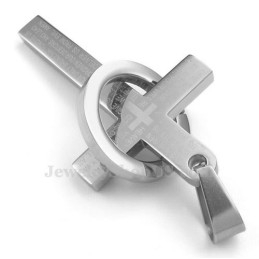 Titanium Kruishanger Met Schriftgedeelte (Gratis Ketting)