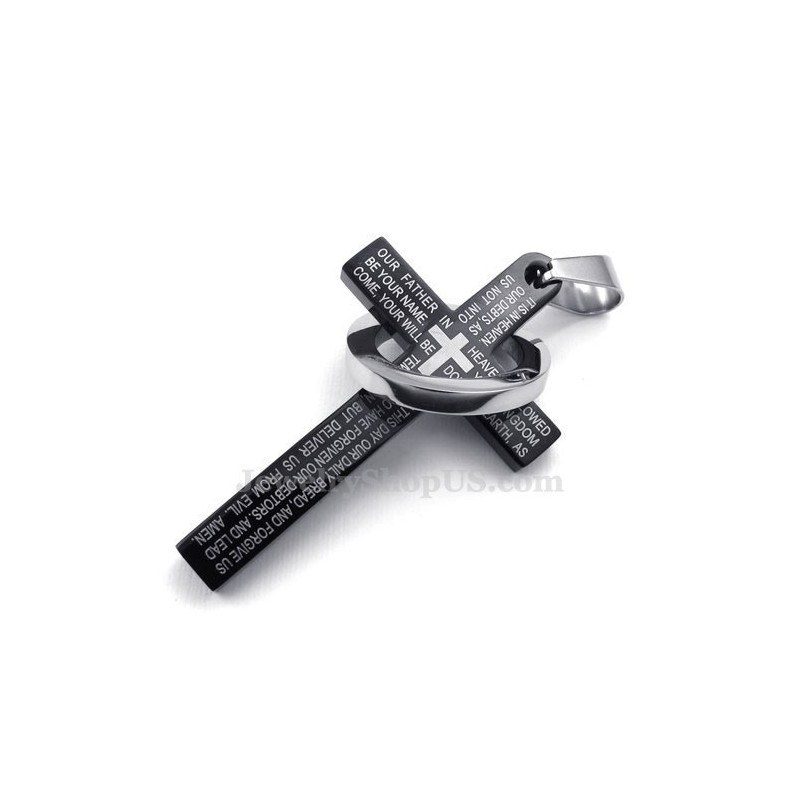Titanium Kruis Hanger Ketting Met Schriftgedeelte (Gratis Ketting) Titanium Kruis Hanger Ketting Met Schriftgedeelte (Gratis Ketting)