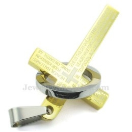 Titanium Gouden Kruishanger Met Schriftgedeelte (Gratis Ketting)