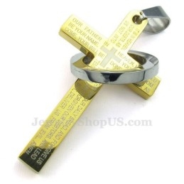 Titanium Gouden Kruishanger Met Schriftgedeelte (Gratis Ketting)