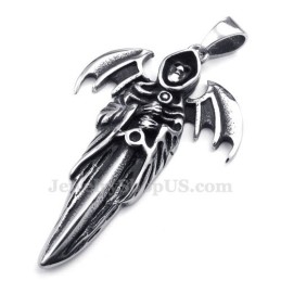 Prachtige Titanium Grim Reaper Hanger Ketting (Gratis Ketting)