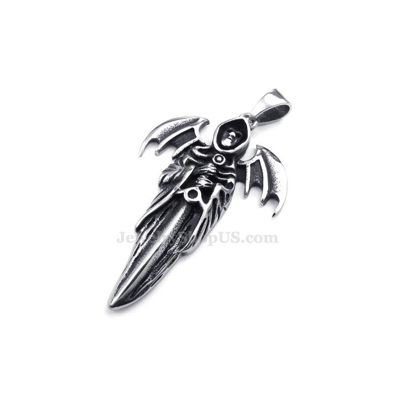 Prachtige Titanium Grim Reaper Hanger Ketting (Gratis Ketting)