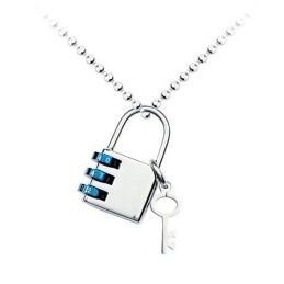 Mode Heren Gecodeerde Slot En Sleutel Titanium Hanger - Gratis Ketting