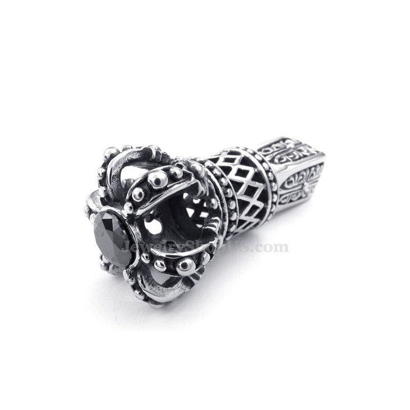 Zwarte Titanium Keizerskroon Hanger Met Zirkonia (Gratis Ketting)