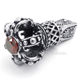 Ketting Met Keizerlijke Kroon Van Rood Zirkoon Van Titanium (Gratis Ketting)