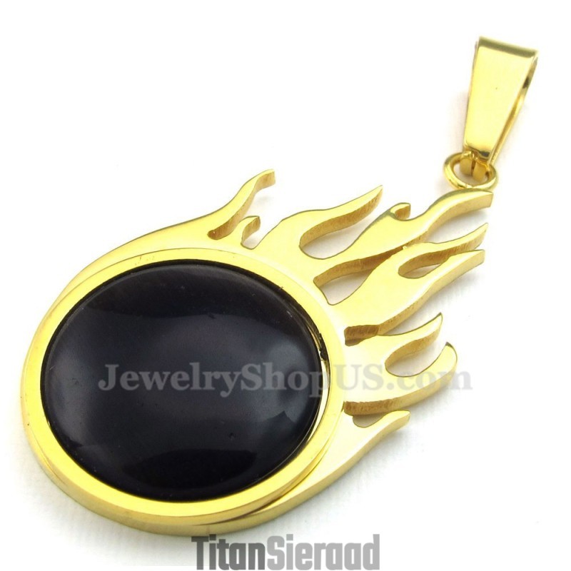 Titanium Gouden Vuurbal Hanger Ketting (Gratis Ketting) Titanium Gouden Vuurbal Hanger Ketting (Gratis Ketting)