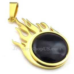Titanium Gouden Vuurbal Hanger Ketting (Gratis Ketting)