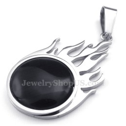 Titanium Zilveren Vuurbal Hanger Ketting (Gratis Ketting)