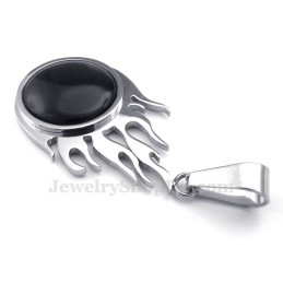 Titanium Zilveren Vuurbal Hanger Ketting (Gratis Ketting)