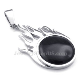 Titanium Zilveren Vuurbal Hanger Ketting (Gratis Ketting)