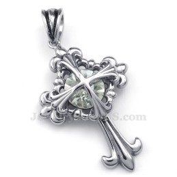 Witte Zirkoon Titanium Bloemenkruis Hanger Ketting (Gratis Ketting)
