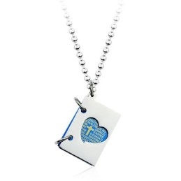 Openklapbare Herenbijbel En Kruis Titanium Hanger - Gratis Ketting