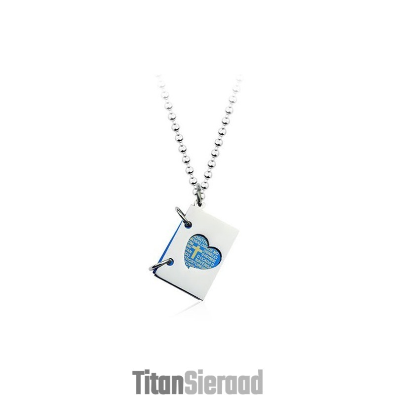 Openklapbare Herenbijbel En Kruis Titanium Hanger - Gratis Ketting