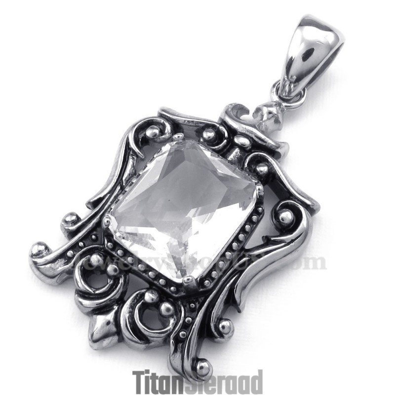 Ketting Met Witte Zirkoon En Titanium Hanger (Gratis Ketting) Ketting Met Witte Zirkoon En Titanium Hanger (Gratis Ketting)