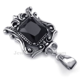 Zwarte Zirkoon Titanium Hanger Ketting (Gratis Ketting)