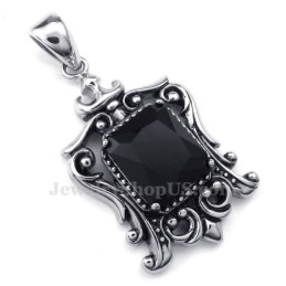 Zwarte Zirkoon Titanium Hanger Ketting (Gratis Ketting)
