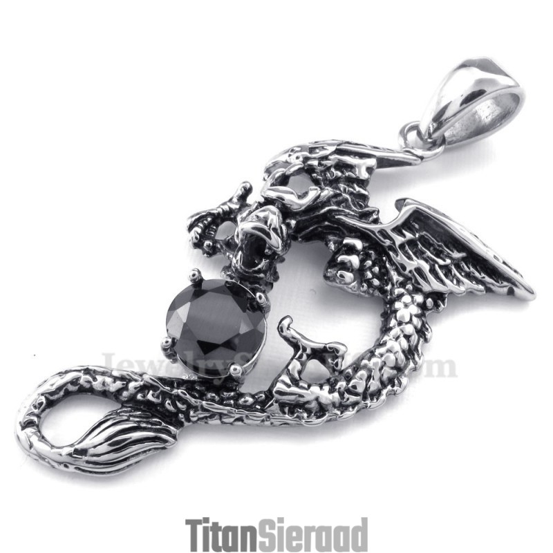 Zwarte Zirkoon Titanium Pterosaur Hanger Ketting (Gratis Ketting) Zwarte Zirkoon Titanium Pterosaur Hanger Ketting (Gratis Ketting)