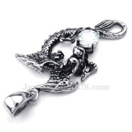 Witte Zirkoon Titanium Pterosauriër Hanger Ketting (Gratis Ketting)