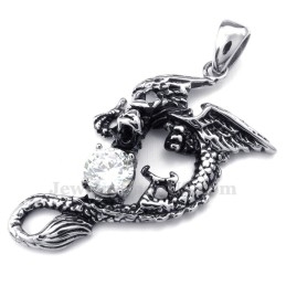 Witte Zirkoon Titanium Pterosauriër Hanger Ketting (Gratis Ketting)