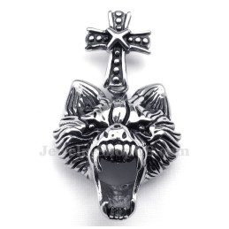 Titanium Wolfkop Hanger Ketting (Gratis Ketting)