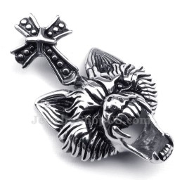 Titanium Wolfkop Hanger Ketting (Gratis Ketting)