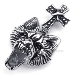 Titanium Wolfkop Hanger Ketting (Gratis Ketting)