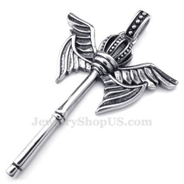 Titanium Kroon Scepter Hanger Ketting (Gratis Ketting)