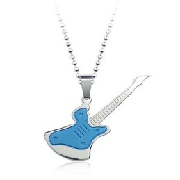 Modeblauwe Gitaar Titanium Hanger - Gratis Ketting