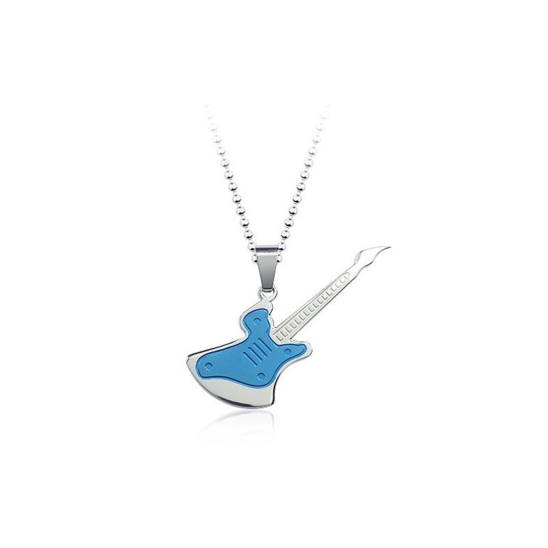 Modeblauwe Gitaar Titanium Hanger - Gratis Ketting