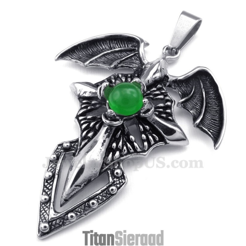 Groene Kralen Titanium Pterosaur Hanger Ketting (Gratis Ketting) Groene Kralen Titanium Pterosaur Hanger Ketting (Gratis Ketting)