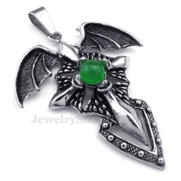 Groene Kralen Titanium Pterosaur Hanger Ketting (Gratis Ketting)