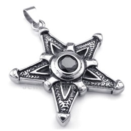 Zwarte Titanium Gelukssterhanger Met Zirkonia (Gratis Ketting)