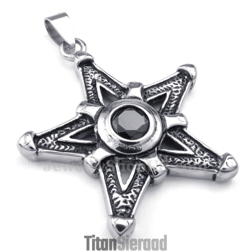 Zwarte Titanium Gelukssterhanger Met Zirkonia (Gratis Ketting) Zwarte Titanium Gelukssterhanger Met Zirkonia (Gratis Ketting)
