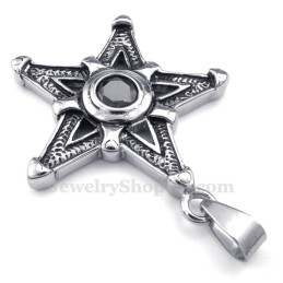 Zwarte Titanium Gelukssterhanger Met Zirkonia (Gratis Ketting)
